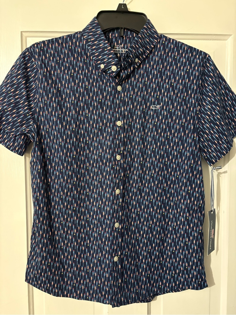 Vineyard Vines KID Navy Short-Sleeve Button-Down Shirt